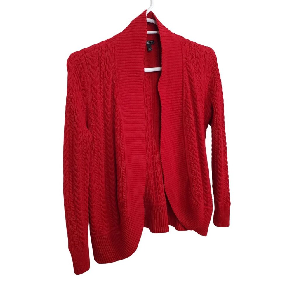 Talbots Petite Sz 1X Cardigan Cable Knit Open Front Lambswool Blend Sweater Cozy - Picture 1 of 11